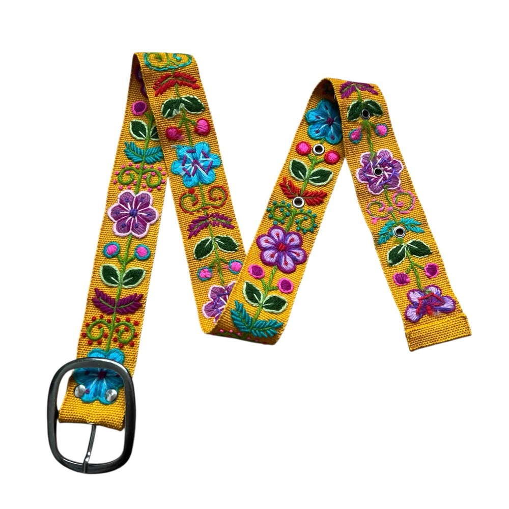 Vintage Embroidered Yellow Boho Belt